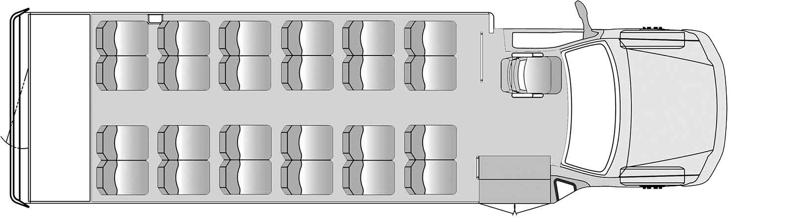 24 Passenger with Rear Luggage Plus Driver Floorplan Image